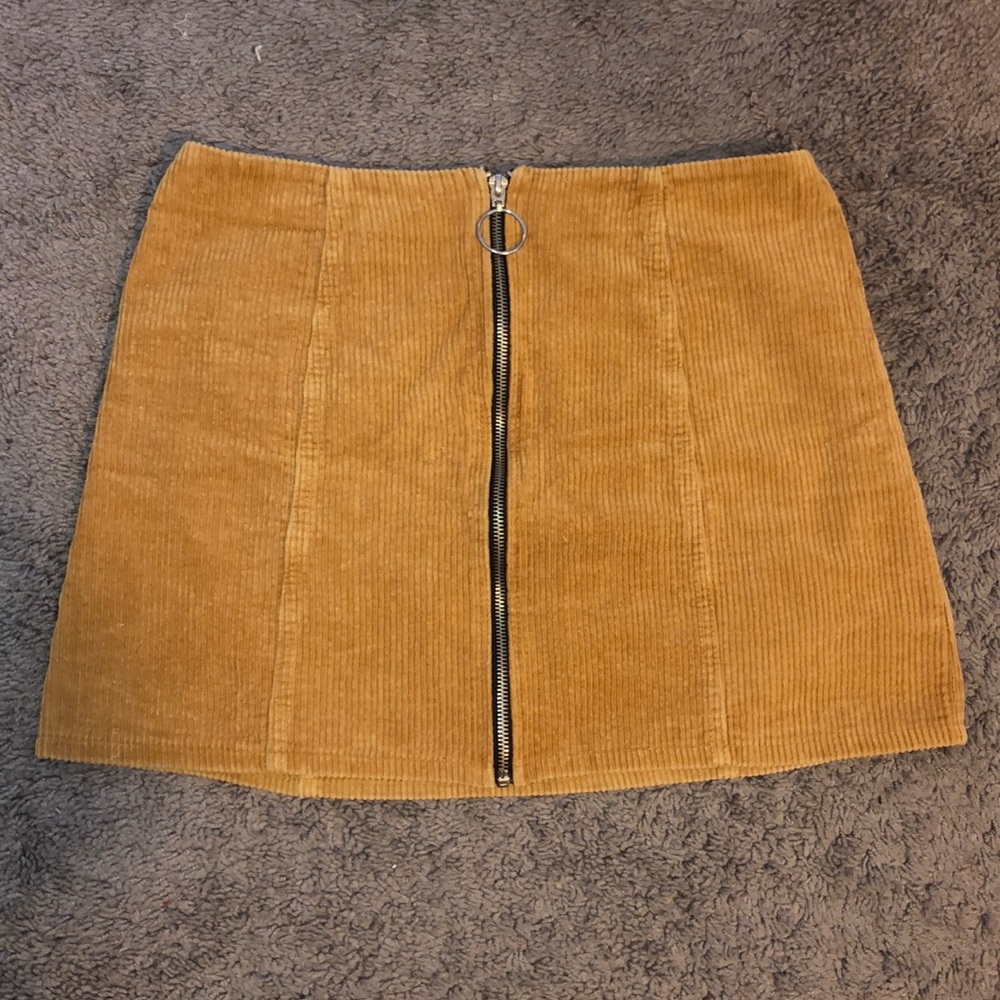 Corduroy Zip Mini Skirt